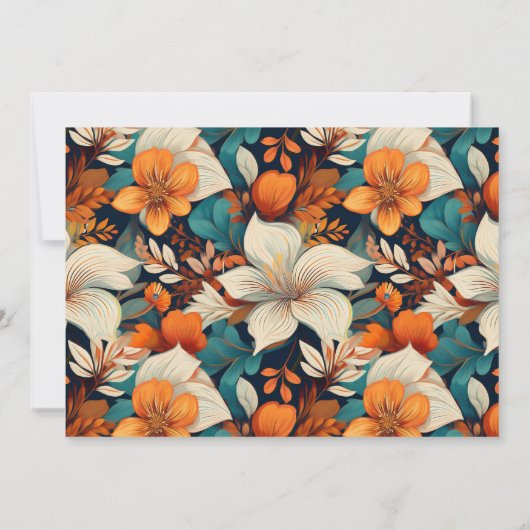 Elegante Tropische Bloem Bloemen Huwelijksfoto Bedankkaart (Achterkant)