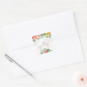 Elegante Tropische Bloem Gouden Wereldkaart Trouwd Vierkante Sticker (Envelop)