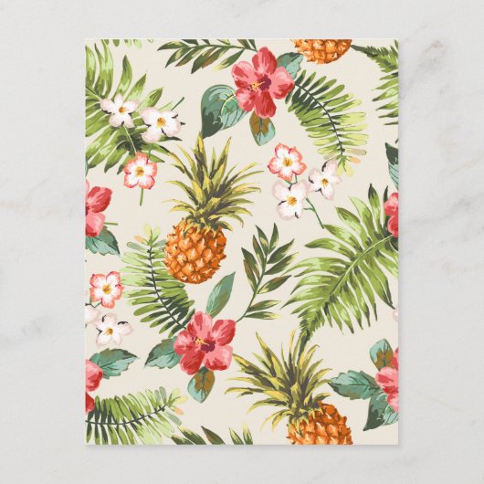 Elegante Tropische Bloem Groen Bruiloft Details Informatiekaartje (Achterkant)