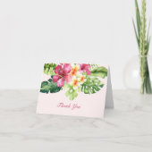 Elegante Tropische Bloem Roze Dankkaart Bedankkaart (Voorkant)