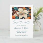 Elegante Tropische Bloemen Botanisch Ontwerp Weddi Save The Date (Staand voorkant)