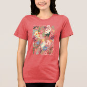 Elegante tropische bloemen botanische koi visvijve Tri-Blend shirt (Voorkant)