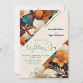 Elegante Tropische Bloemen bruiloft Kaart (Voorkant)