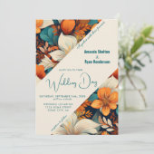 Elegante Tropische Bloemen bruiloft Kaart (Staand voorkant)