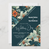 Elegante Tropische Bloemen bruiloft Kaart (Voorkant)