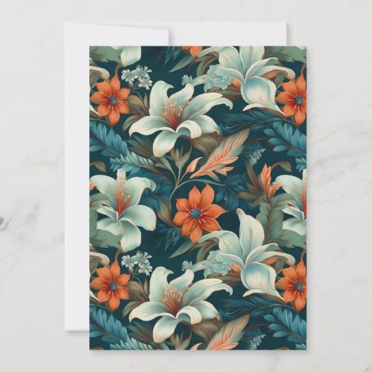 Elegante Tropische Bloemen bruiloft Kaart (Achterkant)