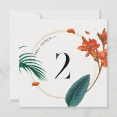 Elegante Tropische Bloemen Bruiloft-Tafel Nummer Bedankkaart (Voorkant)