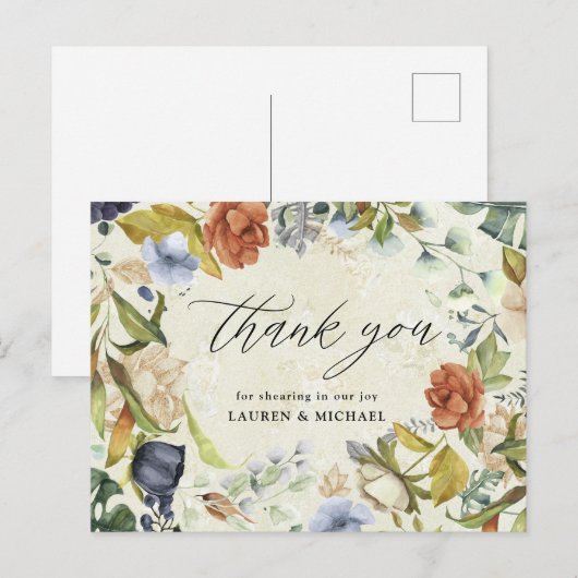 Elegante Tropische Bloemen Dank u kaart (Voorkant / Achterkant)