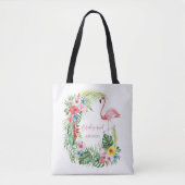 Elegante tropische bloemen flamingo bruidsmeisje tote bag (Voorkant)