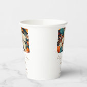 Elegante tropische bloemen Mrs. Mr. Floral bruilof Papieren Bekers (Links)