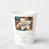 Elegante tropische bloemen Mrs. Mr. Floral bruilof Papieren Bekers (Voorkant)