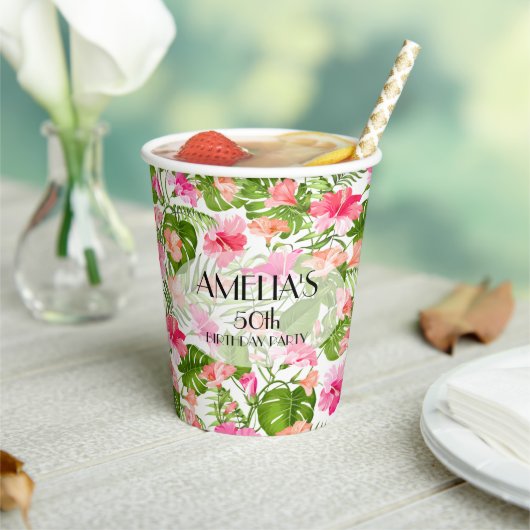 Elegante tropische bloemen papieren bekers (Insitu)