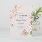 elegante tropische bloemen Quinceanera uitnodiging (Staand voorkant)