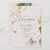 elegante tropische bloemen Quinceanera uitnodiging (Voorkant / Achterkant)