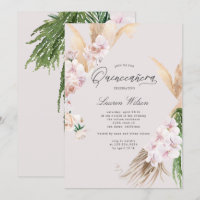 elegante tropische bloemen Quinceanera uitnodiging
