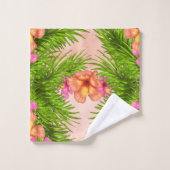 Elegante tropische bloemen roze bloemengroene blad bad handdoek (Wasdoekje)