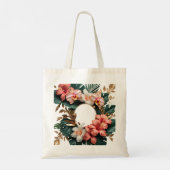 Elegante tropische bloemige monogram canvas tas (Achterkant)