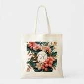 Elegante tropische bloemige monogram canvas tas (Voorkant)