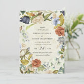 Elegante tropische bloemige trouwuitnodiging (Staand voorkant)