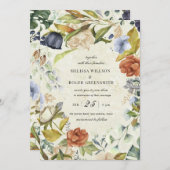 Elegante tropische bloemige trouwuitnodiging (Voorkant / Achterkant)
