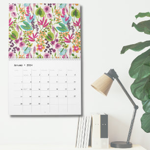 Elegante  tropische bloemwand kalender