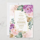 Elegante Tropische Boheemse Bloemengroen bruiloft Kaart (Voorkant)