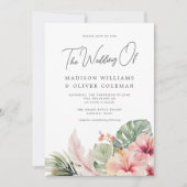 Elegante Tropische Botanicals Bloemen Bruiloft Kaart (Voorkant)