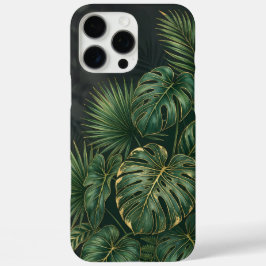 Elegante tropische botanische bladeren in diep gro iPhone 16 pro max hoesje