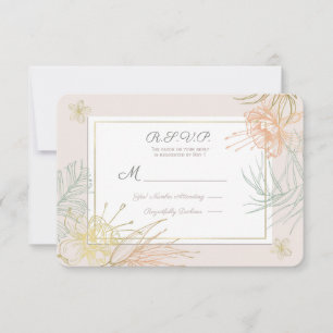 Elegante Tropische Botanische Bloemen Bruiloft RSV RSVP Kaartje