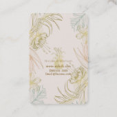 Elegante Tropische Botanische Bloemen Goud Blush C Visitekaartje (Achterkant)