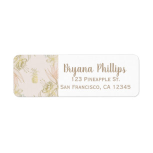 Elegante Tropische Botanische Bloemengold PijpAnan Etiket