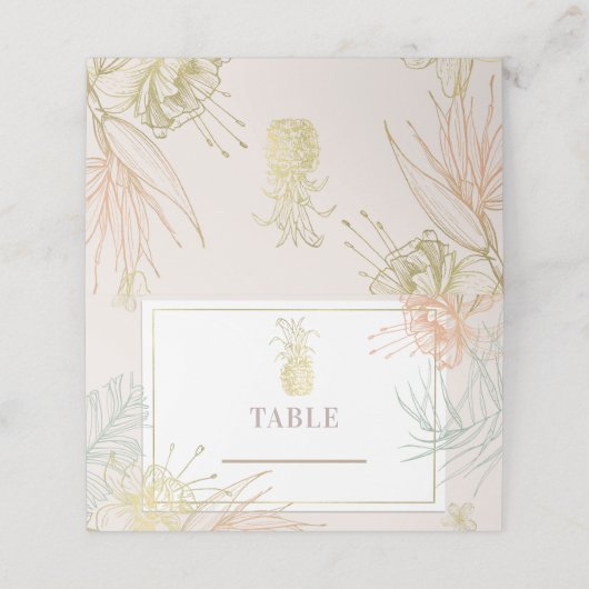 Elegante Tropische Botanische Bloemige Bruiloftsta Plaatskaartje (Buitenkant ongevouwen)