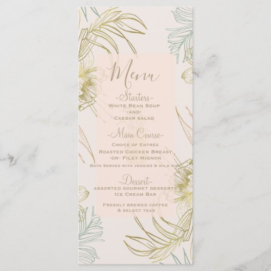 Elegante Tropische Botanische Bloemige Trouwmenu Menu (Voorkant)