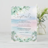 Elegante tropische bruiloft receptie kaart (Staand voorkant)