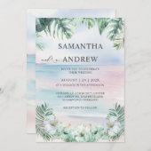 Elegante Tropische bruiloft Waterverf Kaart (Voorkant / Achterkant)