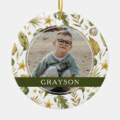 Elegante Tropische Dubbelzijdige 2 Foto Keramisch Ornament (Voorkant)