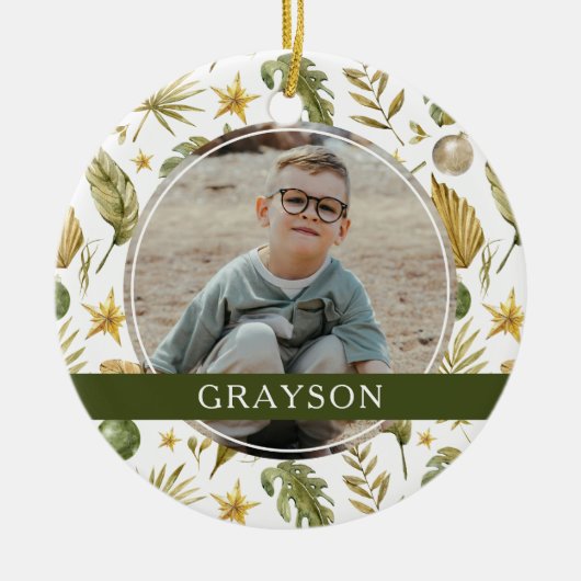 Elegante Tropische Dubbelzijdige 2 Foto Keramisch Ornament (Voorkant)