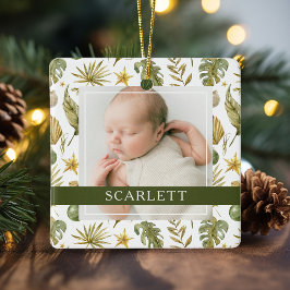 Elegante Tropische Dubbelzijdige 2 Foto Keramisch Ornament