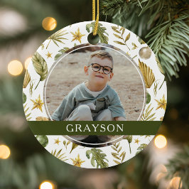 Elegante Tropische Dubbelzijdige 2 Foto Keramisch Ornament