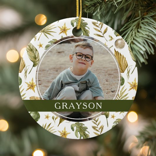 Elegante Tropische Dubbelzijdige 2 Foto Keramisch Ornament