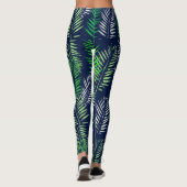 Elegante Tropische en Marine Palm Leaf Patroon Yog Leggings (Achterkant)