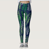 Elegante Tropische en Marine Palm Leaf Patroon Yog Leggings (Voorkant)