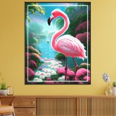 Elegante tropische Flamingo-70852 Canvas Afdruk (Insitu (Woonkamer))