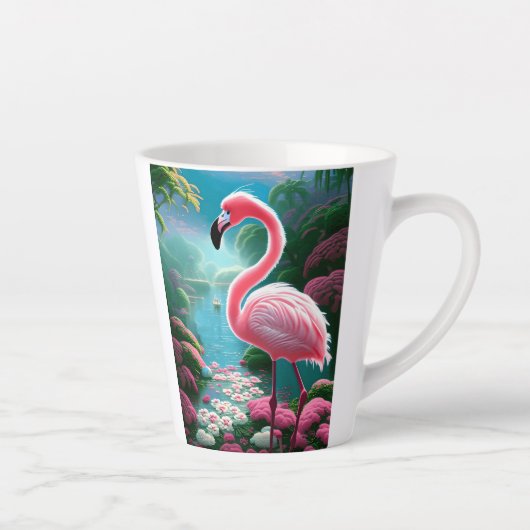 Elegante tropische Flamingo-70852 Latte Mok (Rechts)