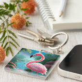 Elegante tropische Flamingo-70852 Sleutelhanger (Voorkant Rechts)