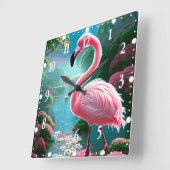 Elegante tropische Flamingo-70852 Vierkante Klok (Hoek)