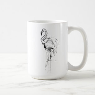 Elegante Tropische Flamingo Sketch Koffiemok