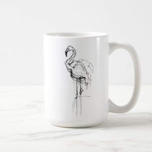 Elegante Tropische Flamingo Sketch Koffiemok (Rechts)