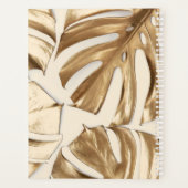 Elegante Tropische Gouden Bladnaam Wekelijks & Maa Planner (Achterkant)
