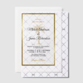 Elegante Tropische Gouden Palm Tree Beach bruiloft Vellum Uitnodigingen (Offset (Uitnodiging))